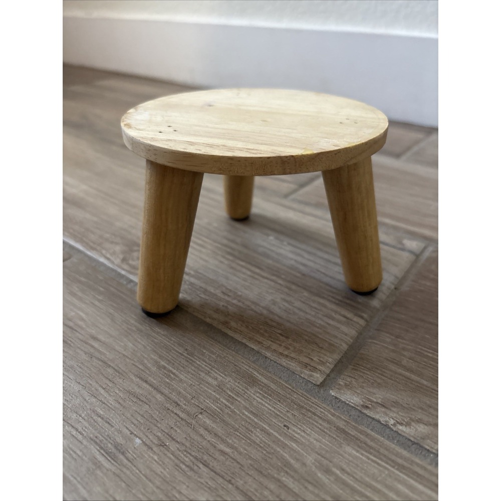 Indoor Plant Stand Solid Wood Mini Flowerpot Stand Garden Wooden Stool 6in Brown